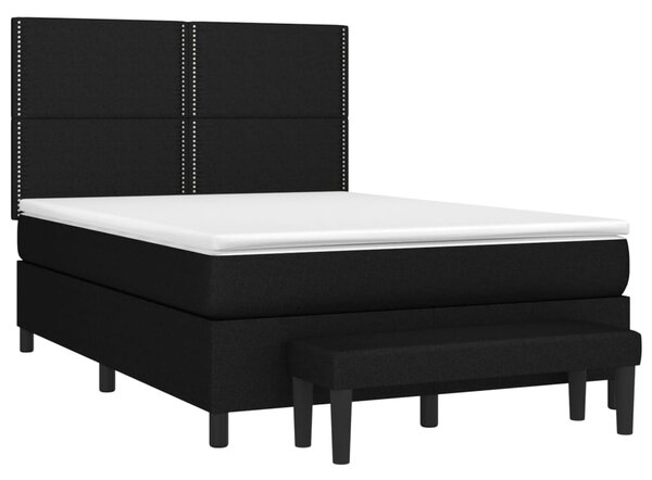 VidaXL Κρεβάτι Boxspring με Στρώμα Μαύρο 140x190 εκ. Υφασμάτινο