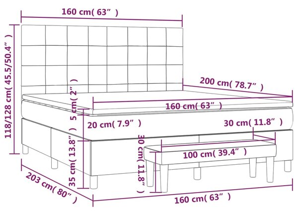 VidaXL Κρεβάτι Boxspring με Στρώμα Κρεμ 160x200 εκ. Υφασμάτινο