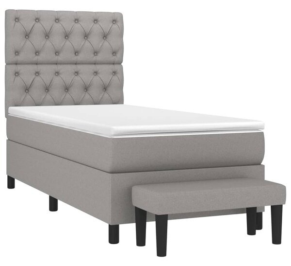 VidaXL Κρεβάτι Boxspring με Στρώμα Ανοιχτό Γκρι 80x200 εκ. Υφασμάτινο