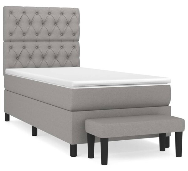 VidaXL Κρεβάτι Boxspring με Στρώμα Ανοιχτό Γκρι 80x200 εκ. Υφασμάτινο