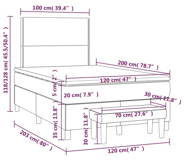 VidaXL Κρεβάτι Boxspring με Στρώμα Μαύρο 120 x 200 εκ. Βελούδινο