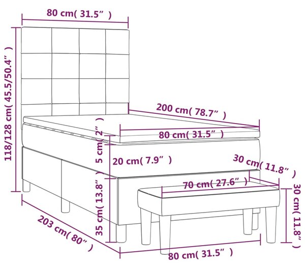 VidaXL Κρεβάτι Boxspring με Στρώμα Κρεμ 80 x 200 εκ. Υφασμάτινο