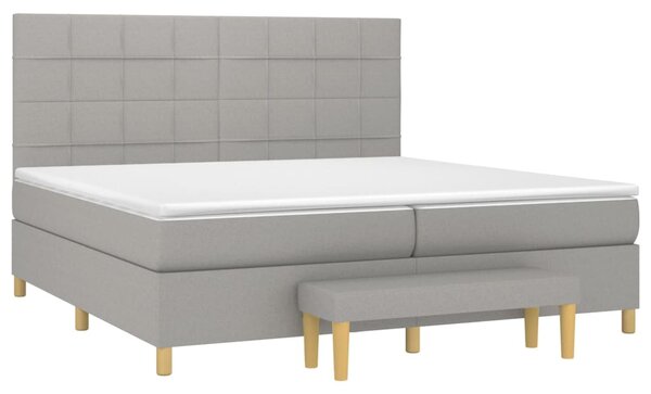 VidaXL Κρεβάτι Boxspring με Στρώμα Ανοιχτό Γκρι 200x200 εκ. Υφασμάτινο