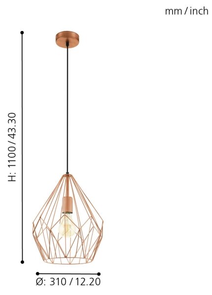 Eglo 49258 - Πολύφωτο CARLTON 1xE27/60W/230V