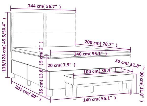 VidaXL Κρεβάτι Boxspring με Στρώμα Κρεμ 140x200 εκ. Υφασμάτινο