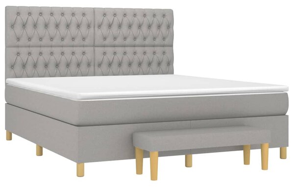 VidaXL Κρεβάτι Boxspring με Στρώμα Ανοιχτό Γκρι 180x200 εκ. Υφασμάτινο