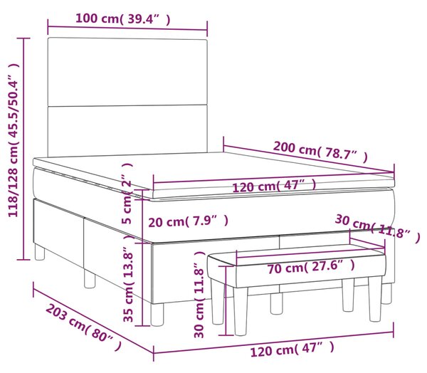 VidaXL Κρεβάτι Boxspring με Στρώμα Ροζ 120x200 εκ. Βελούδινο