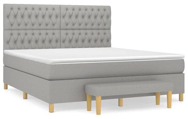 VidaXL Κρεβάτι Boxspring με Στρώμα Ανοιχτό Γκρι 180x200 εκ. Υφασμάτινο