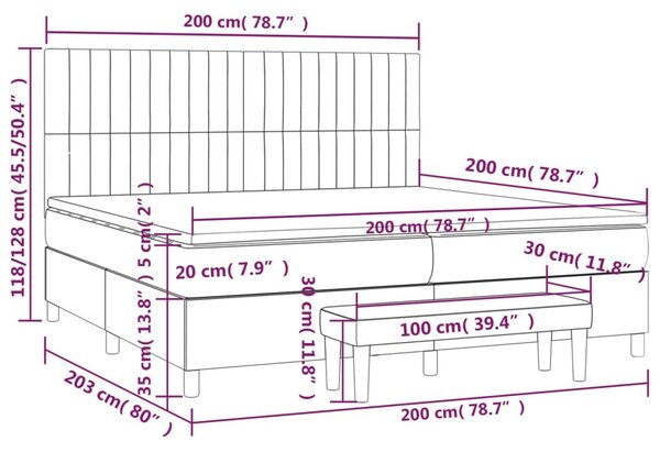 VidaXL Κρεβάτι Boxspring με Στρώμα Σκούρο Καφέ 200x200 εκ. Υφασμάτινο