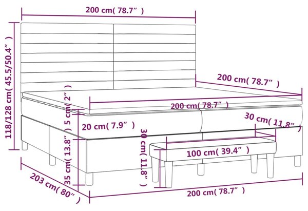 VidaXL Κρεβάτι Boxspring με Στρώμα Σκούρο Καφέ 200x200 εκ. Υφασμάτινο