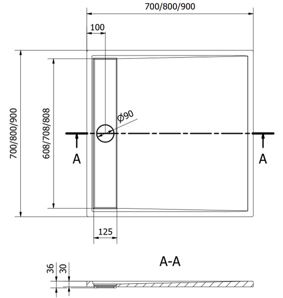 Mexen Amon τετράγωνη ντουζιέρα SMC 80 x 80 cm, μαύρη - 4F708080