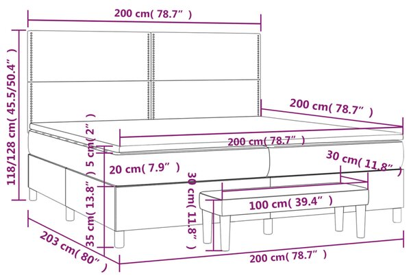 VidaXL Κρεβάτι Boxspring με Στρώμα Σκούρο Καφέ 200x200 εκ. Υφασμάτινο