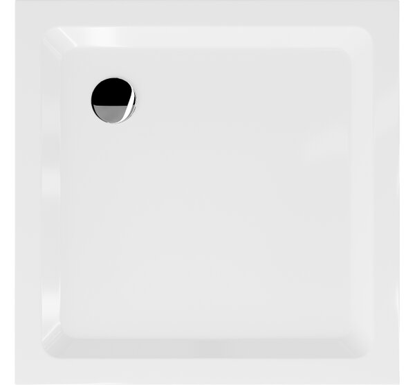 Mexen Flat τετράγωνη ντουζιέρα slim 80 x 80 cm, λευκή, σιφόν χρωμίου - 40108080