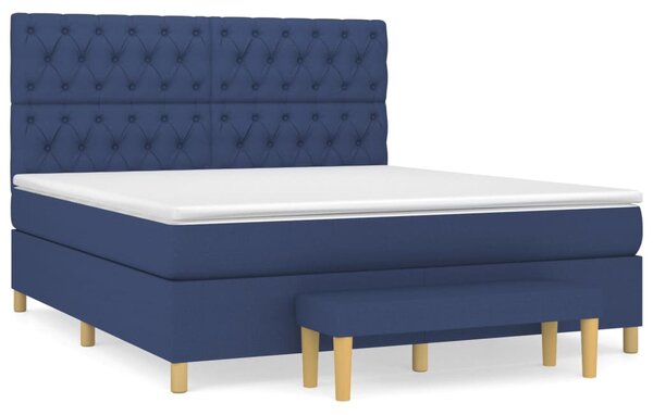 VidaXL Κρεβάτι Boxspring με Στρώμα Μπλε 160x200 εκ. Υφασμάτινο