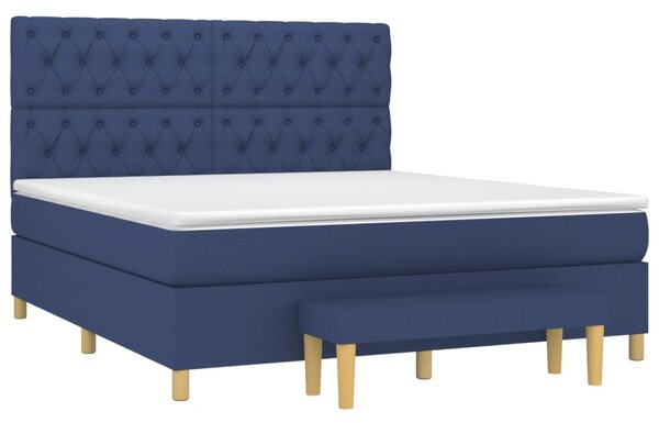 VidaXL Κρεβάτι Boxspring με Στρώμα Μπλε 160x200 εκ. Υφασμάτινο