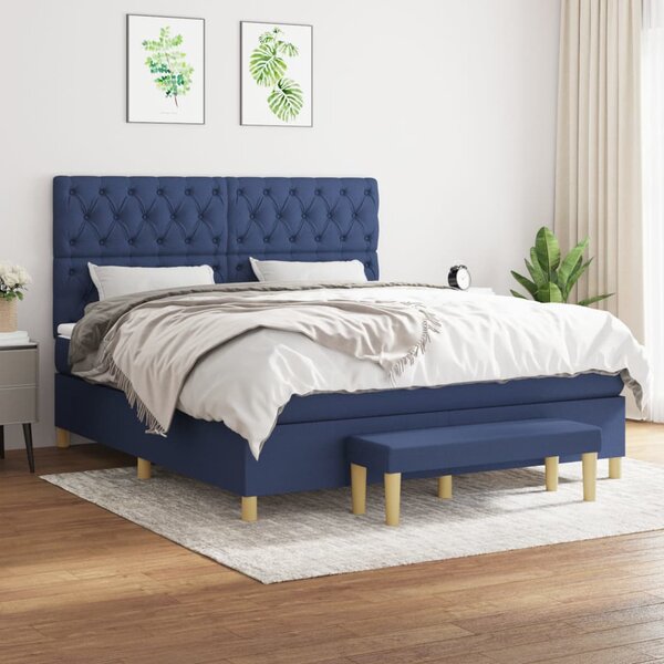 VidaXL Κρεβάτι Boxspring με Στρώμα Μπλε 160x200 εκ. Υφασμάτινο