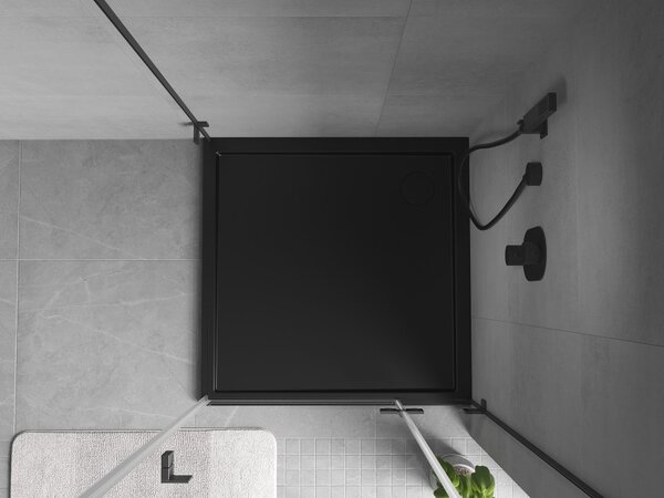Mexen Flow τετράγωνο ντους slim 70 x 70 cm, μαύρο ματ - 46S707070