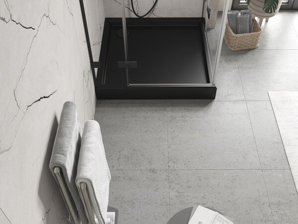 Mexen Flow+ τετράγωνη ντουζιέρα 70 x 70 cm, μαύρο ματ - 46S707070H