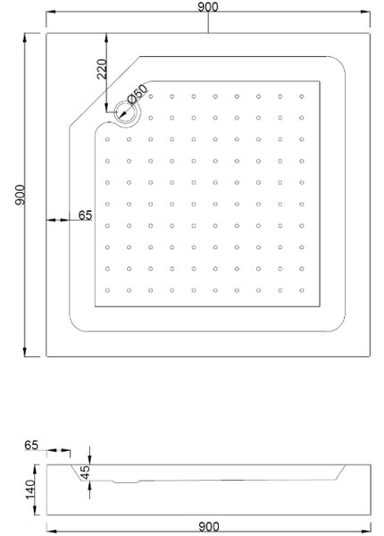 Mexen Rio τετράγωνη ντουζιέρα 90 x 90 cm, λευκή - 45109090