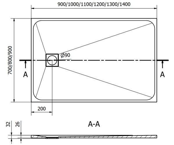 Mexen Bert ορθογώνιος δίσκος ντους SMC 110 x 70 cm, λευκός - 4K107011