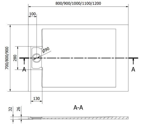 Mexen Otto ορθογώνιος δίσκος ντους SMC 100 x 90 cm, λευκός - 4N109010