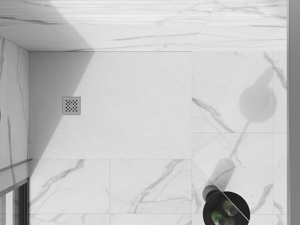 Mexen Stone+ Ορθογώνιος συνθετικός δίσκος ντους 90 x 80 cm, λευκός - 44108090