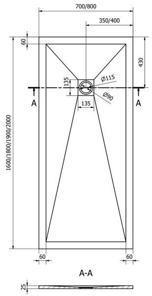 Mexen Stone+ ορθογώνιο σύνθετο ντους 200 x 80 cm, λευκό - 44108020