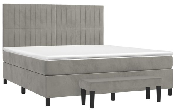 VidaXL Κρεβάτι Boxspring με Στρώμα Ανοιχτό Γκρι 160x200 εκ. Βελούδινο