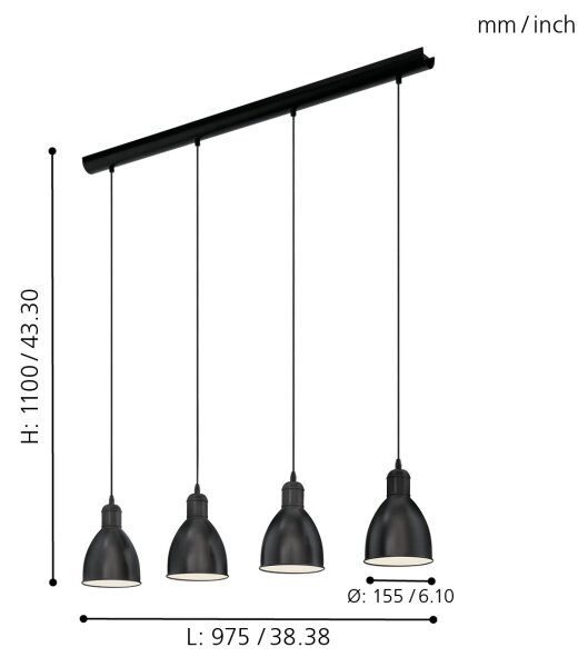 Eglo 49466 - Πολύφωτο PRIDDY 4xE27/60W/230V