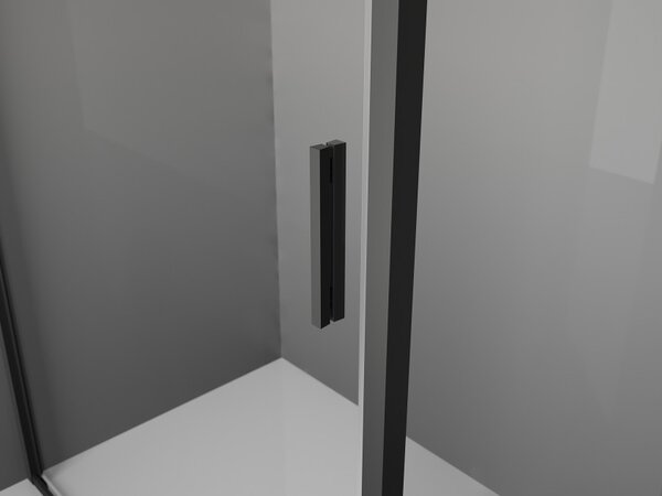 Mexen Exo συρόμενη καμπίνα ντους 100 x 80 cm, διάφανη, μαύρη - 8151-100-080-70-00