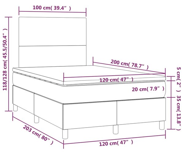 VidaXL Κρεβάτι Boxspring με Στρώμα Καπουτσίνο 120x200εκ.από Συνθ.Δέρμα