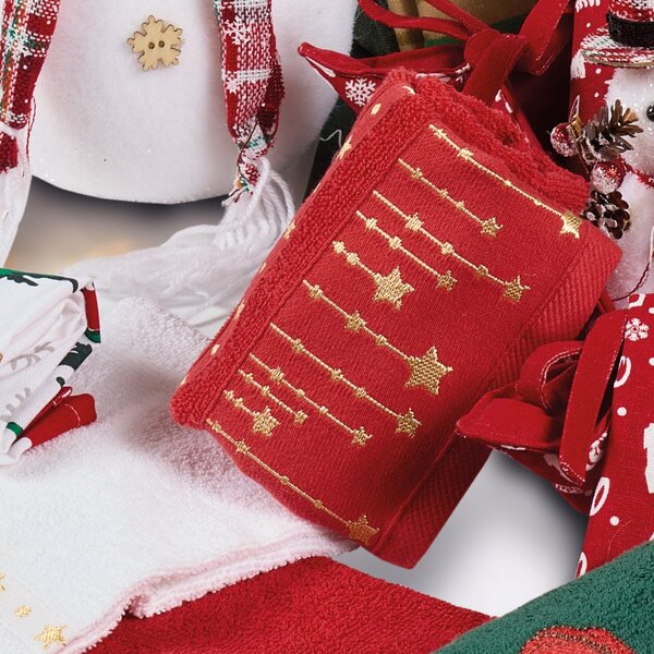 Χριστουγεννιάτικα Ποτηρόπανα (Σετ 2τμχ) Das Home Christmas 0907 Red