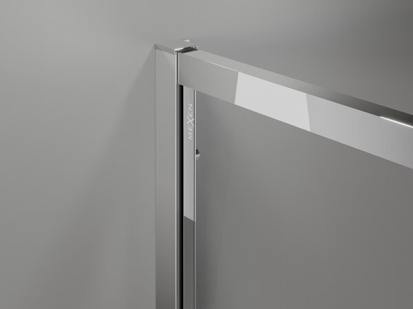 Mexen Exo ασύμμετρη συρόμενη κυρτή ντουζιέρα 90 x 80 cm, διαφανής, χρώμιο
