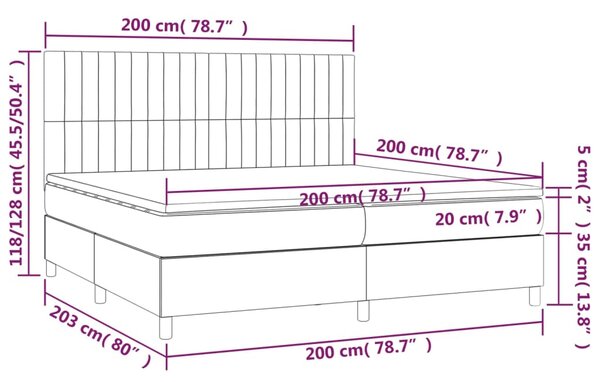 VidaXL Κρεβάτι Boxspring με Στρώμα Σκούρο Καφέ 200x200 εκ. Υφασμάτινο