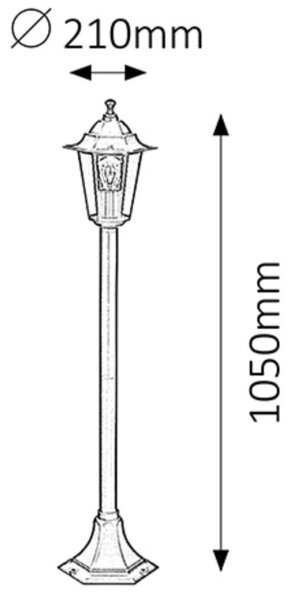 Rabalux 8210 - Λάμπα εξωτερικού χώρου VELENCE 1xE27/60W/230V 105 cm