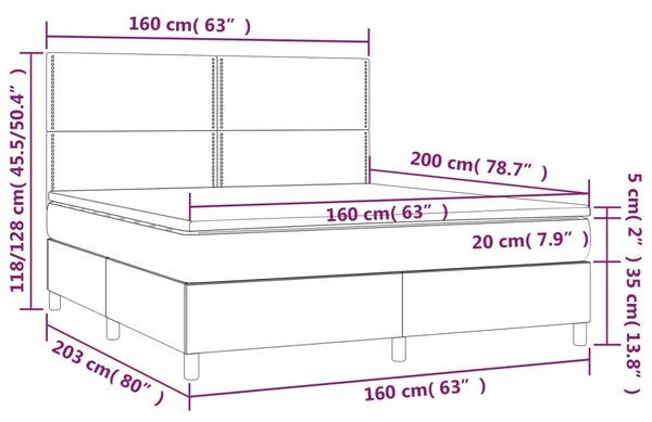 VidaXL Κρεβάτι Boxspring με Στρώμα Καπουτσίνο 160x200εκ.από Συνθ.Δέρμα