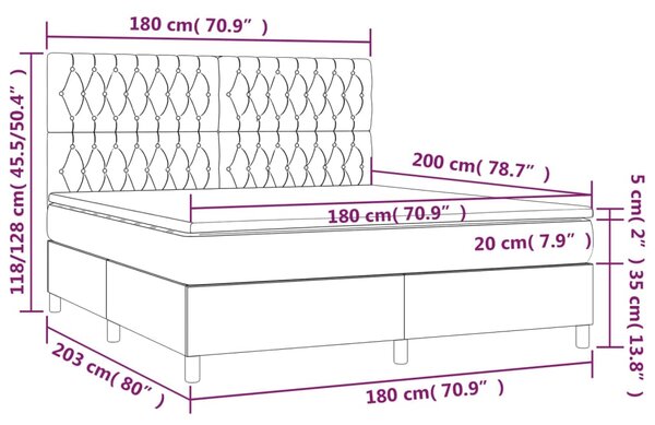 VidaXL Κρεβάτι Boxspring με Στρώμα Μπλε 180x200 εκ. Υφασμάτινο