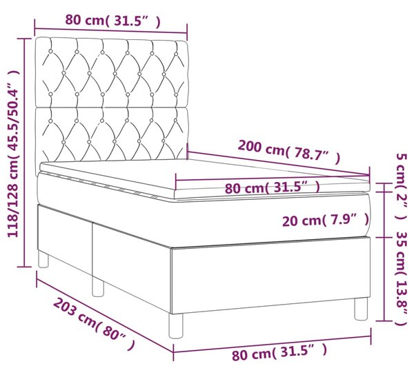 VidaXL Κρεβάτι Boxspring με Στρώμα Μπλε 80x200 εκ. Υφασμάτινο