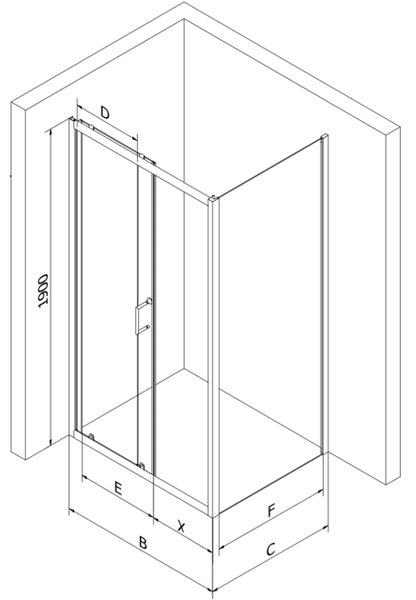 Mexen Apia Καμπίνα ντους συρόμενη 100 x 80 cm, λευκές ρίγες, χρώμιο + ντουζιέρα