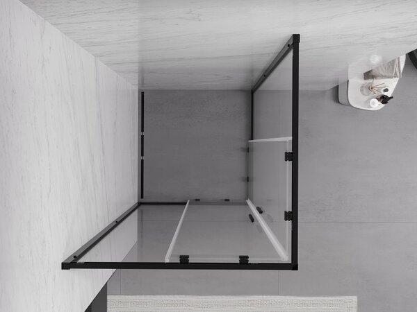 Mexen Exo τετράγωνη συρόμενη καμπίνα ντους 80 x 80 cm, διαφανής, μαύρη