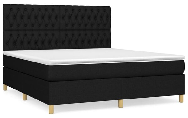 VidaXL Κρεβάτι Boxspring με Στρώμα Μαύρο 180x200 εκ. Υφασμάτινο