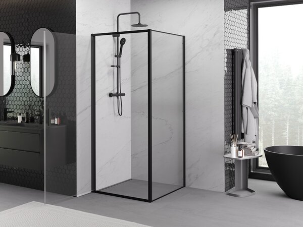Mexen Exo Καμπίνα ντους ανοιγόμενη 90 x 90 cm, διαφανής, μαύρη - 817-090-090-70-00