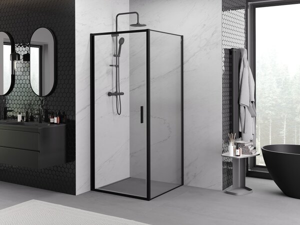 Mexen Exo Καμπίνα ντους ανοιγόμενη 90 x 90 cm, διαφανής, μαύρη - 817-090-090-70-00