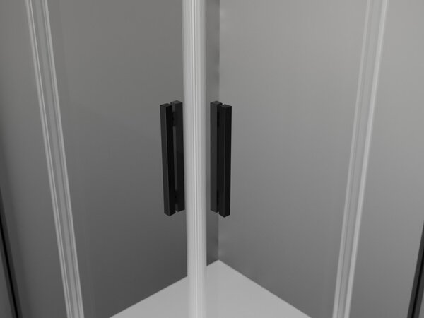 Mexen Exo τετράγωνη συρόμενη καμπίνα ντους 80 x 80 cm, διαφανής, μαύρη