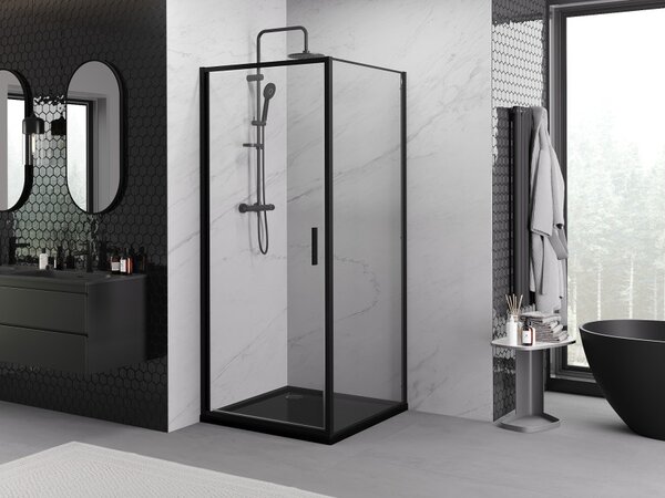 Mexen Exo Καμπίνα ντους ανοιγόμενη 90 x 90 cm, διαφανής, μαύρη - 817-090-090-70-00