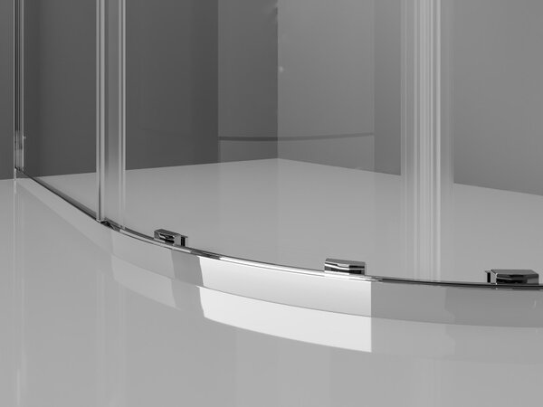 Mexen Exo ασύμμετρη συρόμενη κυρτή ντουζιέρα 90 x 80 cm, διαφανής, χρώμιο