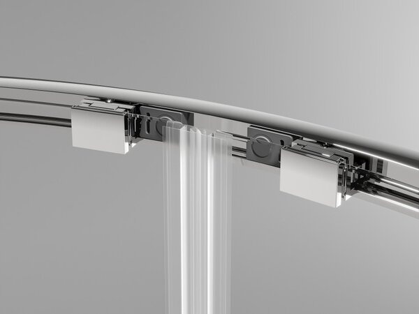 Mexen Exo ασύμμετρη συρόμενη κυρτή ντουζιέρα 90 x 80 cm, διαφανής, χρώμιο