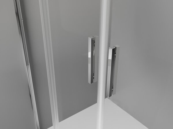 Mexen Exo ασύμμετρη συρόμενη κυρτή ντουζιέρα 90 x 80 cm, διαφανής, χρώμιο