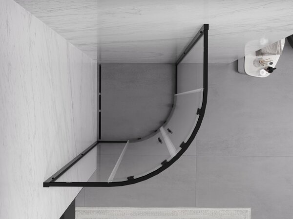 Mexen Exo ημικυκλικό συρόμενο ντους 90 x 90 cm, διαφανές, μαύρο - 8132-090-090-70-00