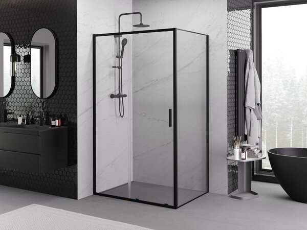 Mexen Exo συρόμενη καμπίνα ντους 100 x 80 cm, διάφανη, μαύρη - 8151-100-080-70-00